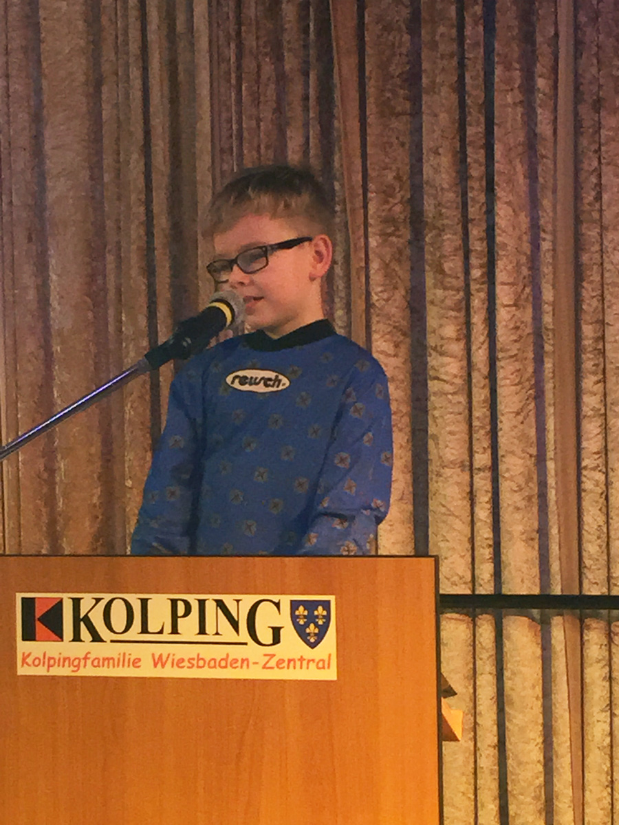 Fabrice Wirth (8) zum ersten Mal in der Kolping-Bütt Kreppelkaffee2016-2